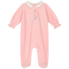 Baby Girls Pink Velour Babygrows (2 Pack), 1, hi-res